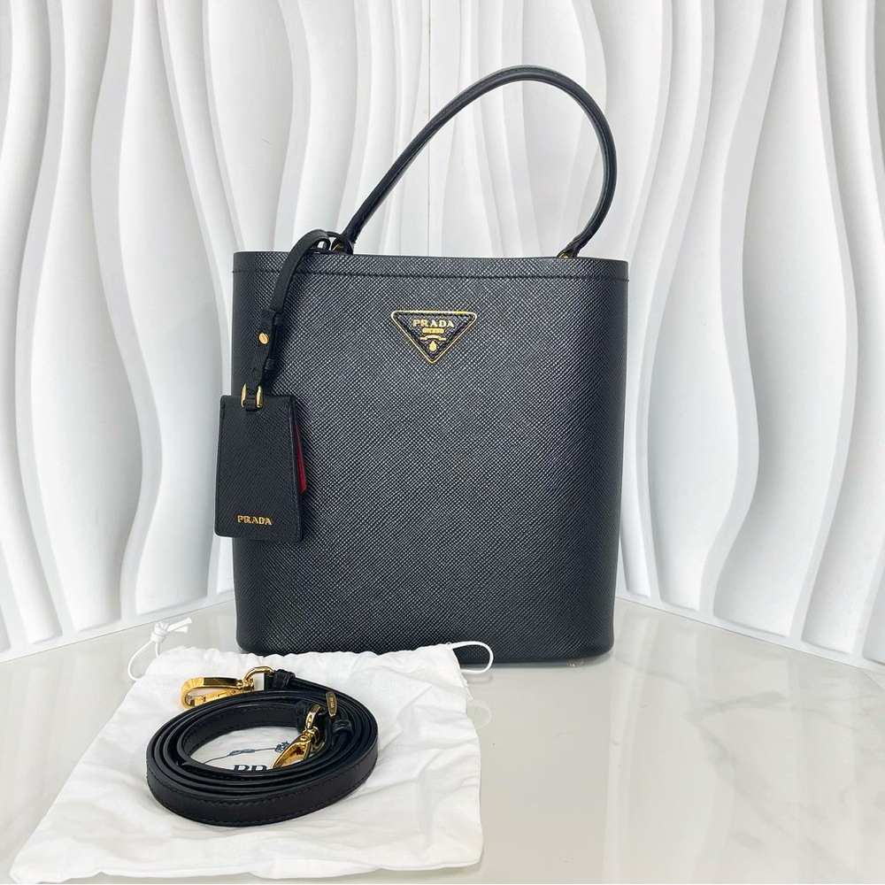 Prada Black Saffiano Leather Bucket Bag